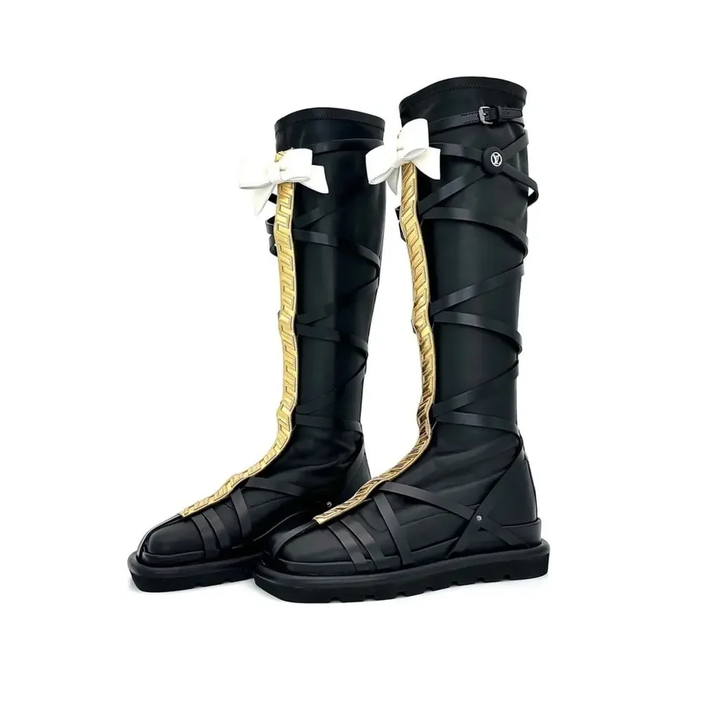 NIB Louis Vuitton A/W 2021 Runway Fornasetti LV Monogram Knee High Boots 37